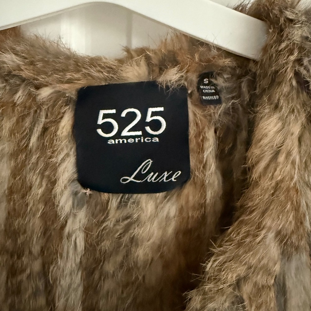 525 America Luxe Genuine Rabbit Fur Vest Brown Size Small – Excellent Condition - Picture 6 of 8